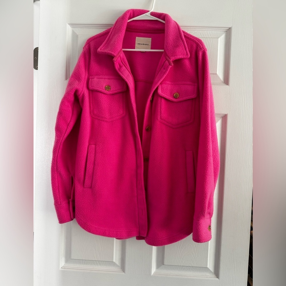 Thread & Supply pink button‎ up shirt jacket shacket size XS NWOT